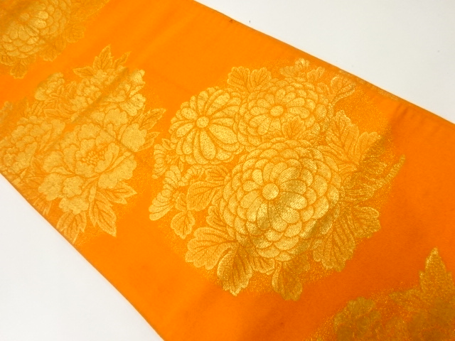 アンティーク　菊模様織出し全通袋帯（材料）